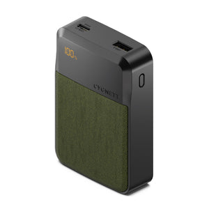 Cygnett ChargeUp Reserve 3rd Gen 10K mAh Power Bank - Green (CY4763PBCHE),Triple Port(Dual USB-C 20W/18W + 1xUSB-A 18W),40cm USB-C Cable,20W Max,2 Yrs