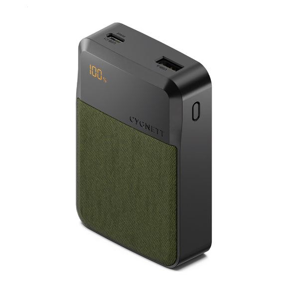 Cygnett ChargeUp Reserve 3rd Gen 10K mAh Power Bank - Green (CY4763PBCHE),Triple Port(Dual USB-C 20W/18W + 1xUSB-A 18W),40cm USB-C Cable,20W Max,2 Yrs