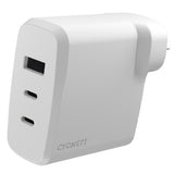 Cygnett PowerPlus 87W Triple Port Fast GaN Wall Charger - White(CY4770PDWCH),2xUSB-C PPS (87W),1xUSB-A(20W),Charge 3x Devices,Compact,2 Years Warranty