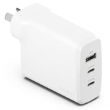 Cygnett PowerPlus 87W Triple Port Fast GaN Wall Charger - White(CY4770PDWCH),2xUSB-C PPS (87W),1xUSB-A(20W),Charge 3x Devices,Compact,2 Years Warranty