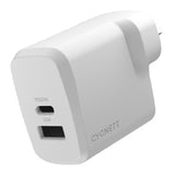 Cygnett PowerPlus 32W Dual Port (20W USB-C + 12W USB-A) PD Fast Wall Charger-White, Palm-Size,Portable,Travel-Ready,Charge 2x Devices,2 Years Warranty