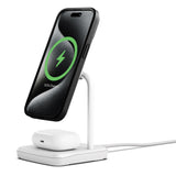 Cygnett ChargeBase 2-in-1 Magnetic Wireless Charger-White,20W Max(15W+5W Airpods),20W Wall Charger,1.5M USB-C Cable,Attachment Ring,2 Years Warranty