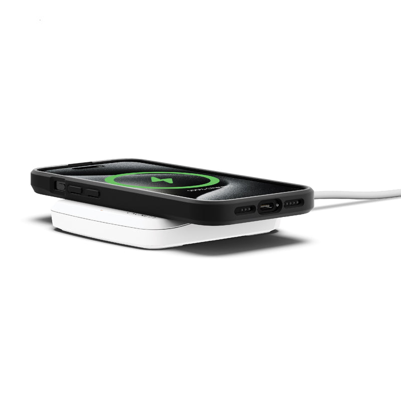 Cygnett ChargeBase 15W Wireless Phone Charger - White (CY4847PPWIR), Compact, Slim, Raised Charging Platform, 1.5M USB-C Cable, Supports Qi Wireless