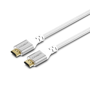 Cygnett Unite 8K HDMI to HDMI Cable (1.5M) - White, Braided, Supports 8k (60Hz) & 4k (120Hz), Flexible Materials, 48Gbps Bandwidth,2 Years Warranty