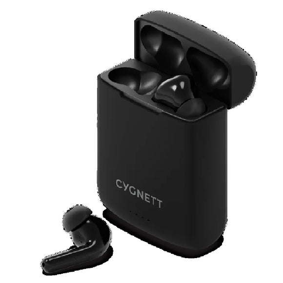 Cygnett FreePlay - Solar Charging True Wireless Earbuds - Black (CY4969SOEAR)  - Bluetooth 5.3 TWS, 10 Meter, 5 hours, Touch Control, Solar charging