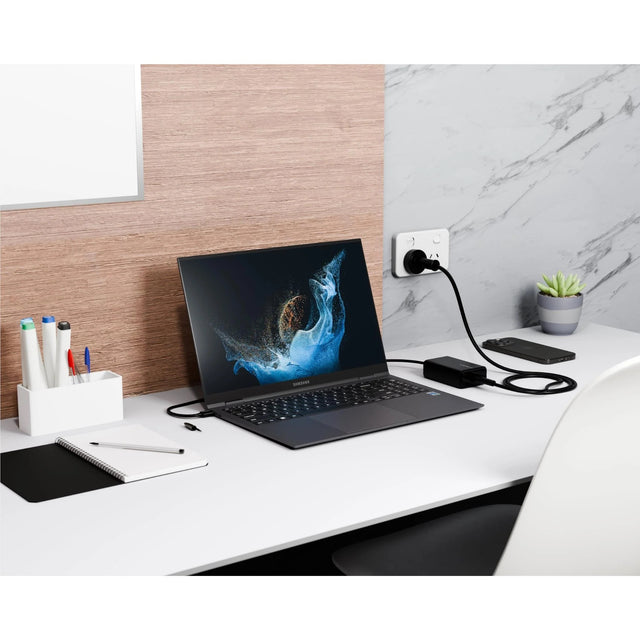 Cygnett PowerMaxx 65W PD GaN Laptop Charger with Integrated USB-C Cable (1M) -Black(CY5071PDWCH),MacBook Air, 2 Years Warranty