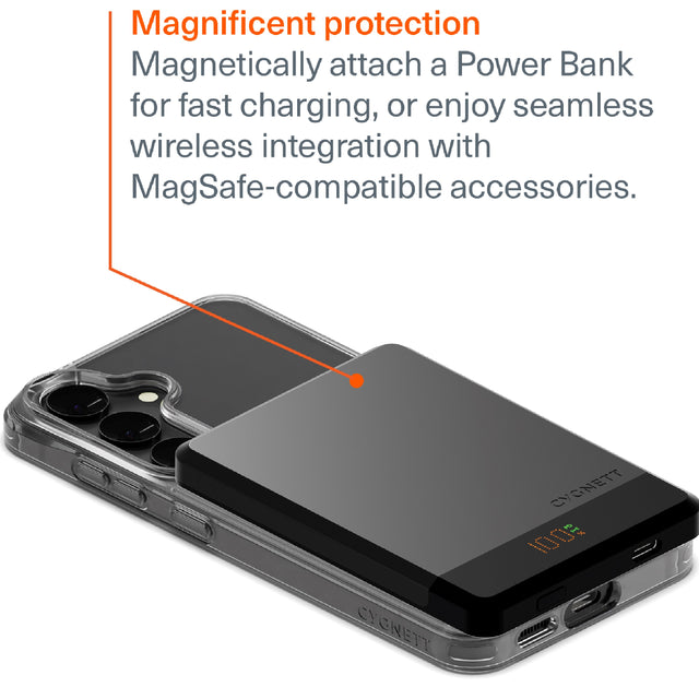 Cygnett AeroMag Samsung Galaxy S25+ 5G (6.7") MagSafe Clear Case - Slim, TPU Frame, Anti-Yellowing, UV Resistance, Shock Absorbent, 2 Years Warranty