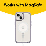 OtterBox Defender XT Clear MagSafe Apple iPhone 14 / iPhone 13 Case Lavender Sky(Purple) - (77-90063), DROP+ 5X Military Standard, Multi-Layer