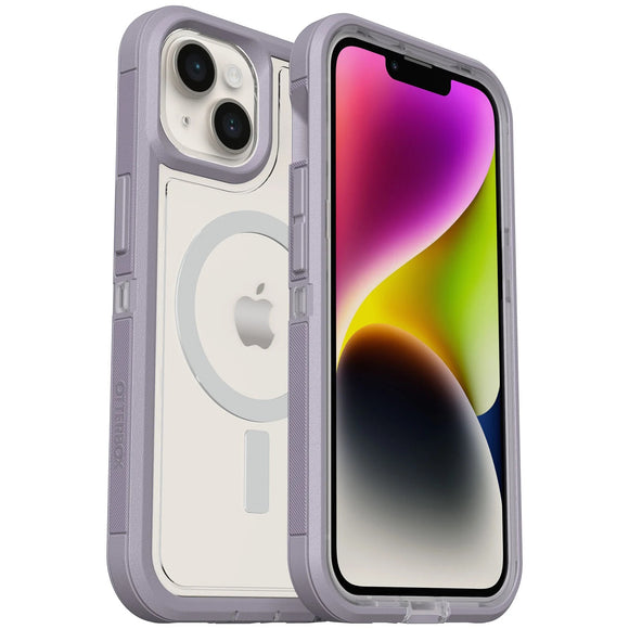 OtterBox Defender XT Clear MagSafe Apple iPhone 14 / iPhone 13 Case Lavender Sky(Purple) - (77-90063), DROP+ 5X Military Standard, Multi-Layer