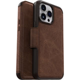 OtterBox Strada Apple iPhone 14 Pro Max Case Brown - (77-88568), DROP+ 3X Military Standard, Leather Folio Cover, Card Holder, Raised Edges,Soft T
