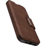 OtterBox Strada Apple iPhone 14 Pro Max Case Brown - (77-88568), DROP+ 3X Military Standard, Leather Folio Cover, Card Holder, Raised Edges,Soft T