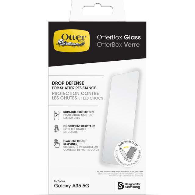 OtterBox Glass Samsung Galaxy A35 5G (6.6") Screen Protector Clear - (77-95478), Drop+ Protection, Anti-Scratch, Flawless Touch, 2 Years Warranty