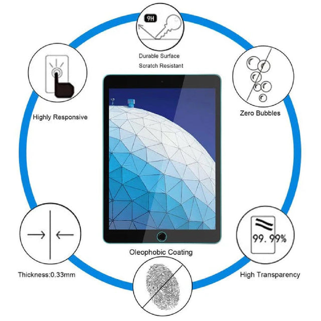 USP Apple iPad Air 3 (10.5") Tempered Glass Screen Protector : Full Coverage, 9H Hardness, Bubble-free, Anti-fingerprint, Original Touch Feel