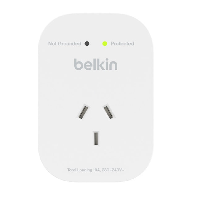 Belkin 1-Outlet Surge Protection - White (SRA010AU), 1800 Joules Protection ,impact resistant, prevents scratches, dents & rust,2YR Power Board