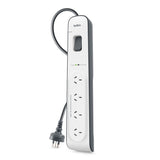 Belkin BSV400 4-Outlet 2-Meter Surge Protection Strip, Protects Against Spikes And Fluctuations, CEW $20,000,2YR , Power Board