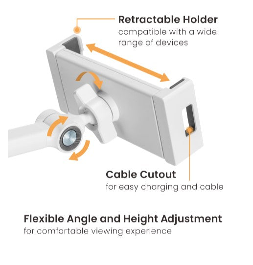 Brateck PAD39-02 SIMPLICITY UNIVERSAL PHONE/TABLET TABLETOP STAND Compatible with most 4.7”~12.9” phones, tablets, and more devices (White) (LS)