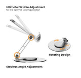 Brateck PHS06-6 FOLDING ALUMINUM PHONE & TABLET STAND WITH 360° ROTATION Fits smartphone and tablet ≤10“ - Silver (LS)