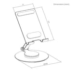 Brateck PHS06-6 FOLDING ALUMINUM PHONE & TABLET STAND WITH 360° ROTATION Fits smartphone and tablet ≤10“ - Silver (LS)