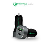 (LS) mbeat® QuickBoost USB 2.0 & USB Type-C Dual Port Car Charger -  Certified Qualcomm Quick Charge 2.0 technology /Fast Charging/ Samsung Galaxy Not