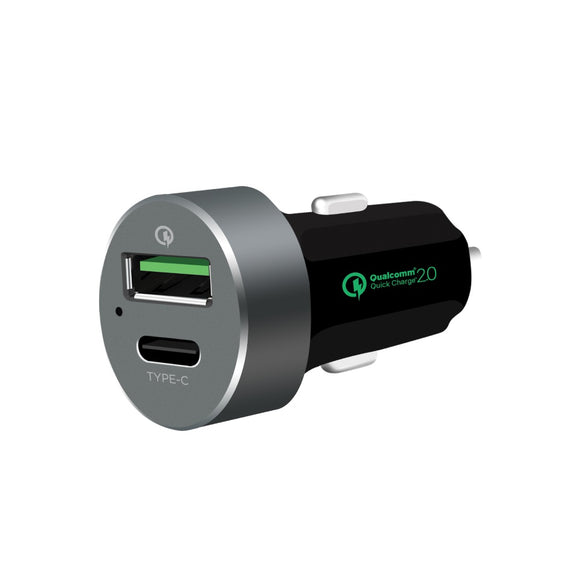 (LS) mbeat® QuickBoost USB 2.0 & USB Type-C Dual Port Car Charger -  Certified Qualcomm Quick Charge 2.0 technology /Fast Charging/ Samsung Galaxy Not