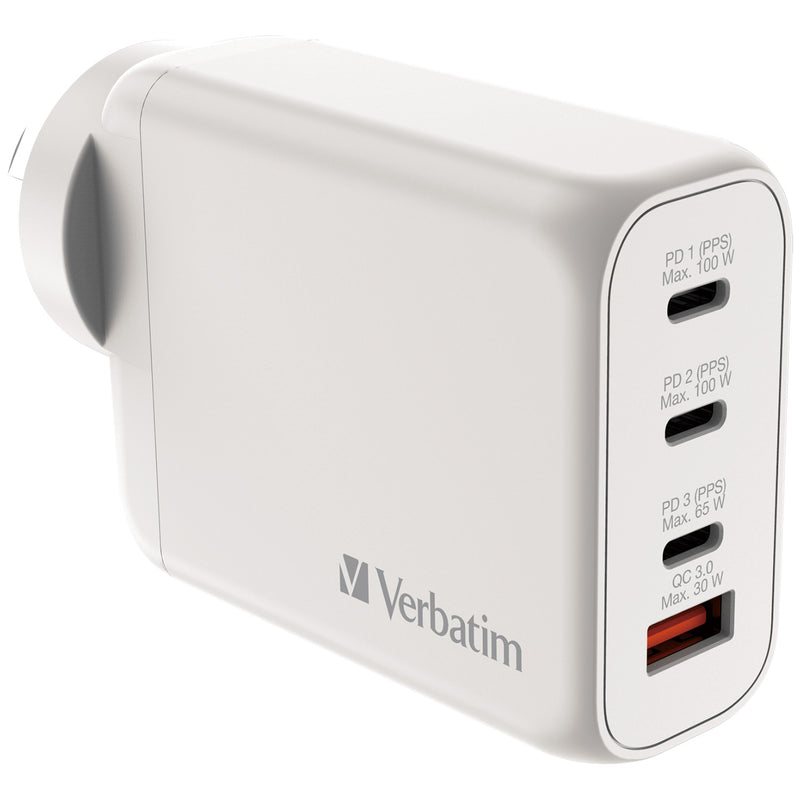 Verbatim Verbatim USB Charger 100W 3C+1A GaN 95% PCR - White