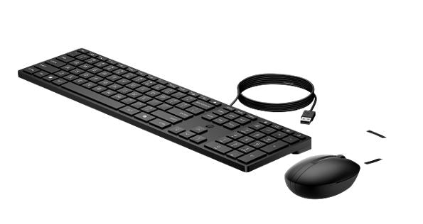 HP 320MK USB Wired Desktop Keyboard Mouse Combo Reduced-sized & Low-Profile Quiet Keys Plug&Play for Notebook Desktop PC WIN11/10 Black