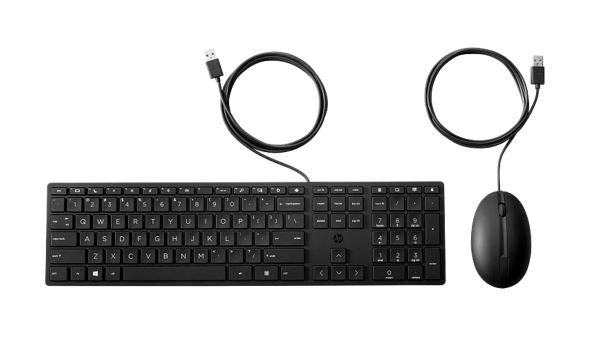 HP 320MK USB Wired Desktop Keyboard Mouse Combo Reduced-sized & Low-Profile Quiet Keys Plug&Play for Notebook Desktop PC WIN11/10 Black