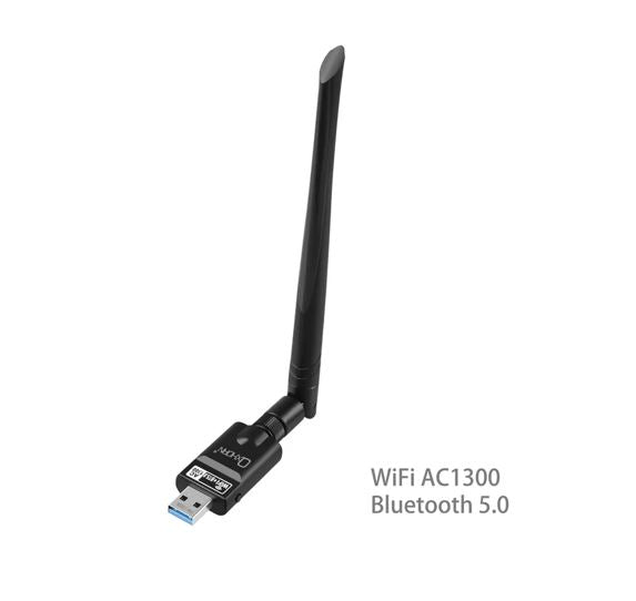 Simplecom Oxhorn USB Wireless + Bluetooth Combo Adapter Dual Band AC1300, Bluetooth 5.0 Supports Windows 11/10/8/7, Mac Black
