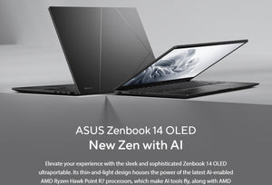 ASUS Notebook ASUS ZenBook 14"AMD AI R7 3K (2880 x 1800) OLED 16:10,  LPDDR5X 32G, 1TB PCIE G4 Jade Black Win11 Home Notebook ~i7