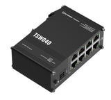 Teltonika TSW040 - 8-port PoE+ Switch (7-57 VDC, or 44-57 VDC for PoE-out) Integrated DIN Rail Bracket - 10/100 Mbps, supports auto MDI/MDIX crossover
