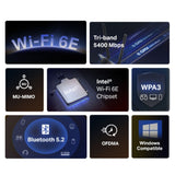 Mercusys MA86XE AXE5400 Wi-Fi 6E Bluetooth 5.2 PCIe Adapter, 2402Mbps @6GHz,2402Mbps @5GHz, 574Mbps@2.4GHz