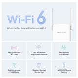 Mercusys ME60X AX1500 Wi-Fi 6 Range Extender, Dual Band Speeds up to 1500Mbps, 300Mbps@2.4 GHz, 1201Mbps@ 5 GHz