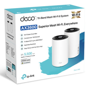 TP-Link Deco X68(2-pack) AX3600 Whole Home Mesh Wi-Fi 6 System (WIFI6), Up to 510m Coverage, WPA3, Tri-Band, OFDMA, MU-MIMO