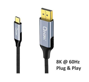 Just You PC Oxhorn USB C to DP Cable 2m 8K@60Hz Aluminum plugs black Thunderbolt 3/4 DP1.4