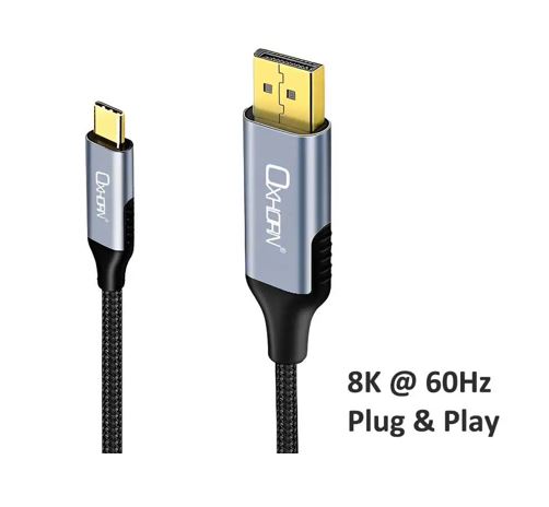 Just You PC Oxhorn USB C to DP Cable 2m 8K@60Hz Aluminum plugs black Thunderbolt 3/4 DP1.4