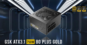 Antec GSK750 80+ Gold Fully Modular ATX 3.1, PCI-E 5.1 latest High Quality Japanese Capacitors, Ultimate performance and reliability, PSU