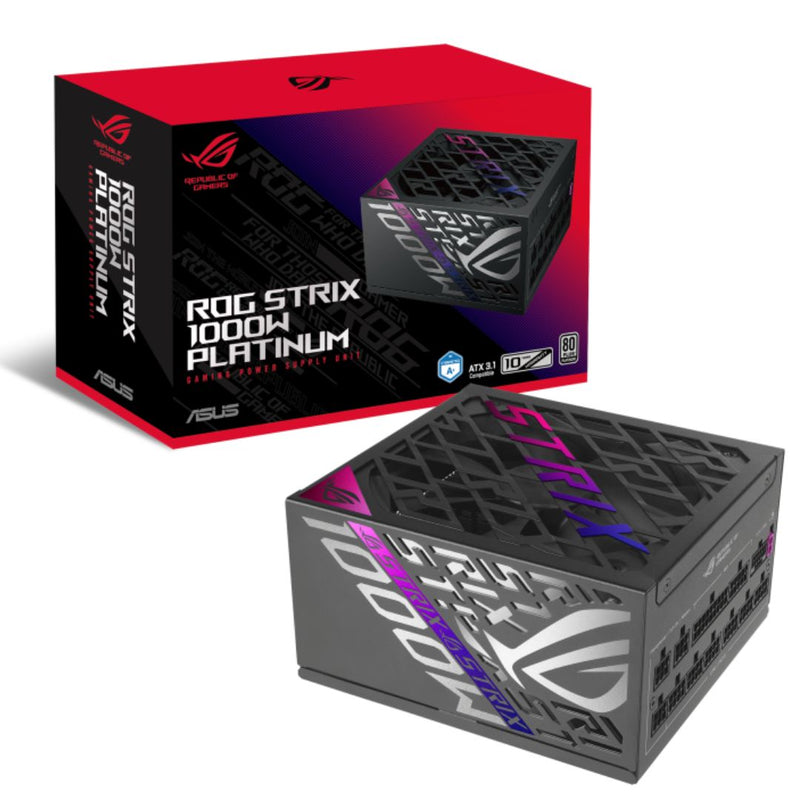 ASUS ROG-STRIX-1000P-GAMING ROG STRIX 1000W Platinum PSU, ROG heatsinks, Dual ball fan bearings, 0dB technology, 10YW