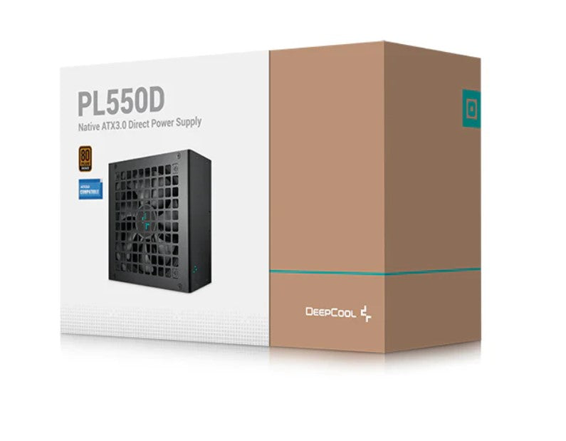 DeepCool PL550D 550W 80+ Bronze Certified Non-Modular ATX Power Supply(Direct Cable), 120mm Fan, DC to DC, ATX3.1, 100,000 MTBF, 85% Efficiency