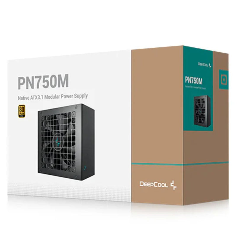 DeepCool PN750M 750W 80+ Gold Certified Fully Modular ATX Power Supply 120mm Fan, Japanese Capacitors,  DC to DC, ATX12V V3.1, 100,000 MTBF, 90% EFF