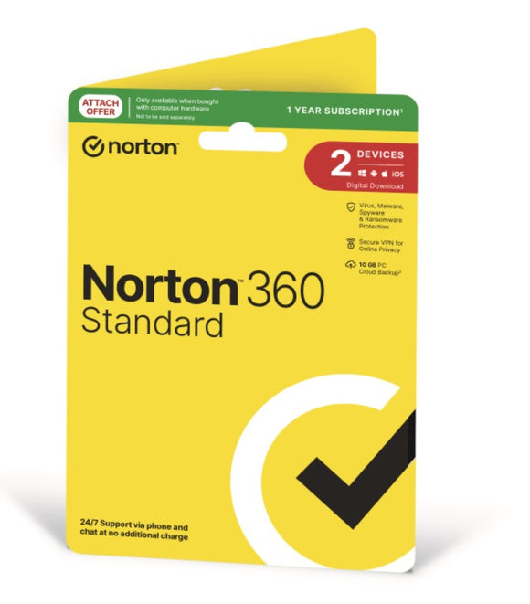 Norton 360 Standard 10GB AU 1 User 2 Devices 12 months GENERIC ATTACH RSP DVDSLV GUM