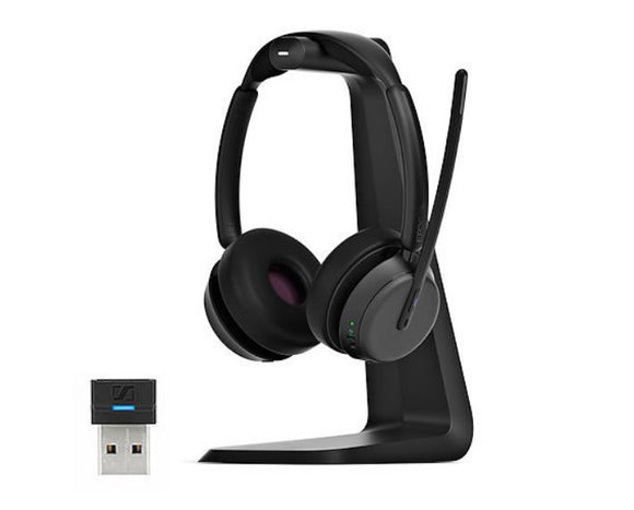 EPOS IMPACT 1061 Duo Bluetooth Headset with ANC, Includes Stand, For PC/Softphone, USB-C Connection, BTD 800a Dongle Included