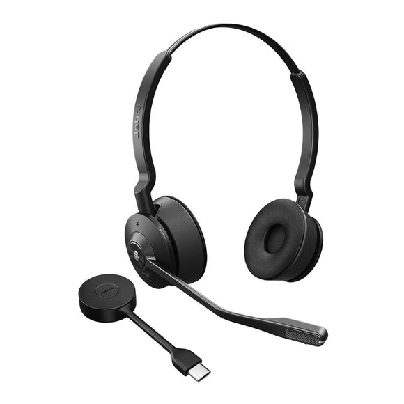 Jabra Engage 55 SE, Stereo, Link400c, Teams DECT Headset, 150m Wireless Range, Noise Cancelling, Flexible, Portable, Durable, Lightweight, Busylight