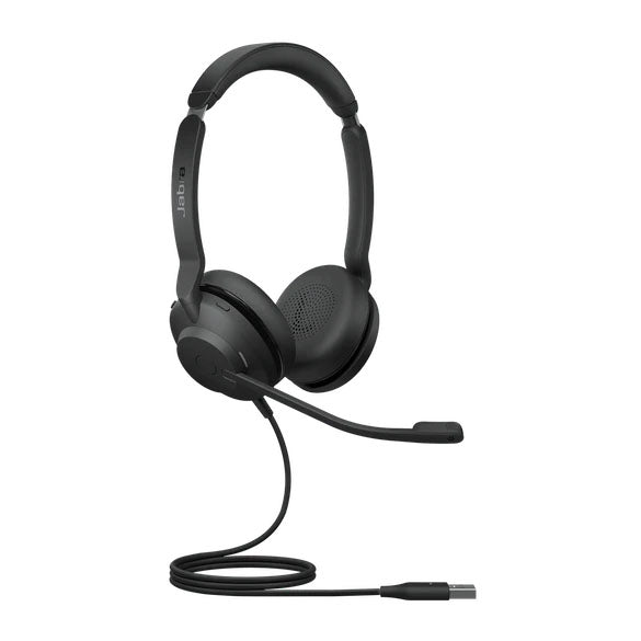 Jabra Evolve2 30 UC Stereo USB-A Headset, Leatherette Ear Cushions, SafeTone Hearing Protection, 2yr Warranty, Lightweight, 2 Microphones