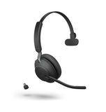 Jabra Evolve2 65 MS Mono Black Bluetooth Headset, Link 380 USB-A Passive Noise-cancelling, 2ys Warranty, 3-Microphone Call Technology, Up to 37 Hours