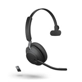 Jabra  Evolve2 65 UC Mono Black Link 380 USB-A and Charging Stand USB-A, 3-Microphone Call Technology, 37 Hours Battery Life, Noise-Isolating Design