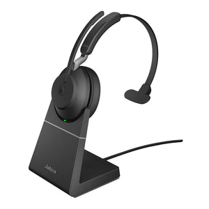 Jabra  Evolve2 65 UC Mono Black Link 380 USB-A and Charging Stand USB-A, 3-Microphone Call Technology, 37 Hours Battery Life, Noise-Isolating Design