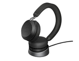 Jabra Evolve2 75 USB-C Link380a MS Stereo Black, 8-Mic Technology, 36 Hours Battery & Fast Charge, Dual-Foam Tech, Discreet Hide-Away Boom Arm