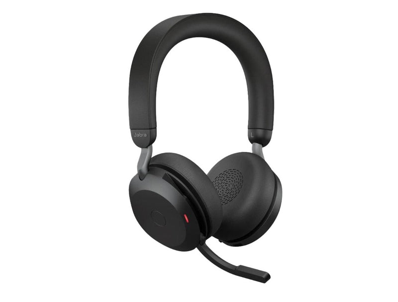 Jabra Evolve2 75 USB-C Link380a MS Stereo Black, 8-Mic Technology, 36 Hours Battery & Fast Charge, Dual-Foam Tech, Discreet Hide-Away Boom Arm