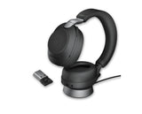 Jabra Evolve2 85 MS Stereo Black Link 380 USB-A and Charging Stand USB-A ANC Bluetooth Headset, 10-Microphone Technology, Digital Hybrid ANC