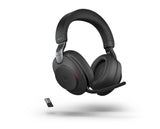 Jabra Evolve2 85 MS Stereo Black Link 380 USB-A and Charging Stand USB-A ANC Bluetooth Headset, 10-Microphone Technology, Digital Hybrid ANC